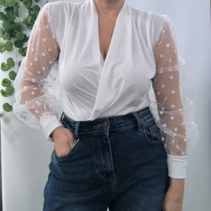 BODY CRUZADO TOPOS BLANCO